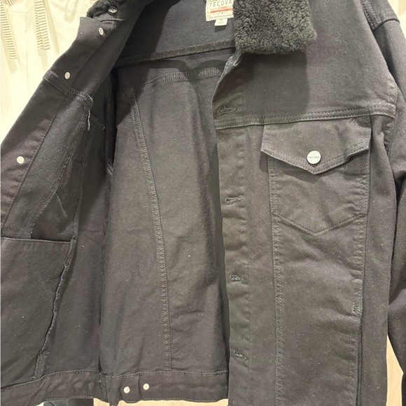 Tecovas Overnight Western Trucker Cotton Jacket Black Sheepskin Collar - Picture 4 of 5